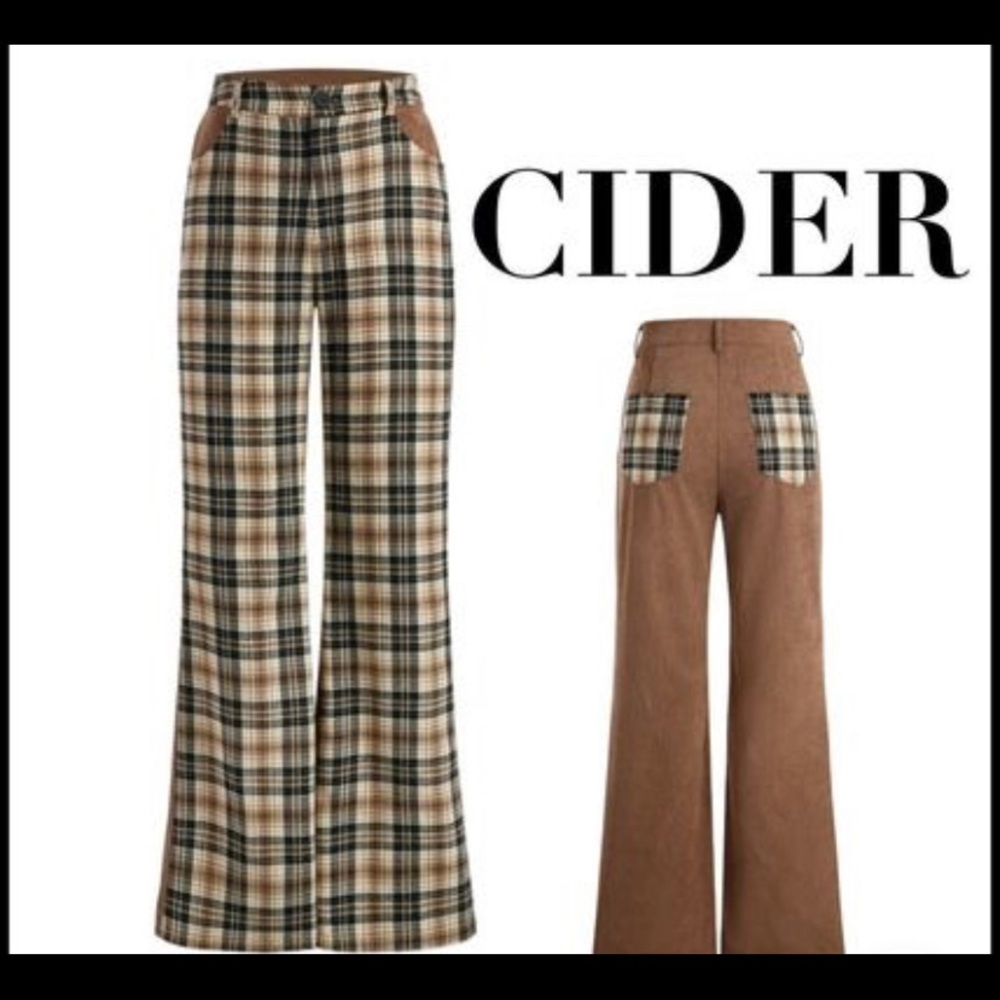 Never worn plaid and brown trousers from cider!